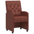 Spisebordsstole med hjul 2 pcs Skinnende brun 58 x 67 x 97 cm