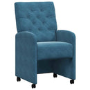 Spisebordsstole med hjul 2 pcs Blå 58 x 67 x 97 cm Fløjl