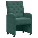 Spisebordsstole med hjul 2 pcs Mørkegrøn 58 x 67 x 97 cm Fløjl
