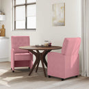 Spisebordsstole med hjul 2 pcs Lyserød 58 x 67 x 97 cm Fløjl