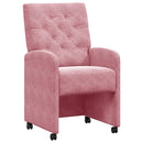 Spisebordsstole med hjul 2 pcs Lyserød 58 x 67 x 97 cm Fløjl