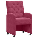 Spisebordsstole med hjul 2 pcs Vinrød 58 x 67 x 97 cm Fløjl