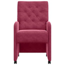 Spisebordsstole med hjul 2 pcs Vinrød 58 x 67 x 97 cm Fløjl