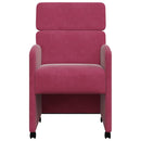 Spisebordsstole med hjul 2 pcs Vinrød 58 x 65 x 98 cm Fløjl