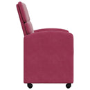 Spisebordsstole med hjul 2 pcs Vinrød 58 x 65 x 98 cm Fløjl