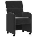 Spisebordsstole med hjul 2 pcs Sort 58 x 65 x 98 cm Fløjl