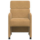Spisebordsstole med hjul 2 pcs Brun 58 x 65 x 98 cm Fløjl