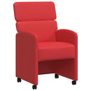 Spisebordsstole med hjul 2 pcs Rød 58 x 65 x 98 cm Kunstlæder