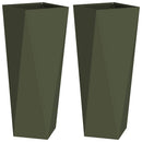 Plantekasse 2 pcs Oliven grøn 30 x 30 x 75 cm Stål