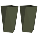 Plantekasse 2 pcs Oliven grøn 40 x 40 x 75 cm Stål