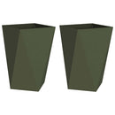 Plantekasse 2 pcs Oliven grøn 50 x 50 x 75 cm Stål