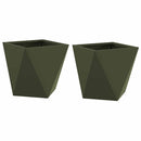 Plantekasse 2 pcs Oliven grøn 30 x 30 x 30 cm Stål