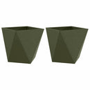 Plantekasse 2 pcs Oliven grøn 50 x 50 x 50 cm Stål