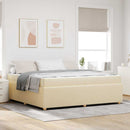 Sengestel med madras Creme 200 x 200 cm Stof