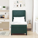Box spring seng med hovedgærde Mørkegrøn 200 x 80 cm Fløjl