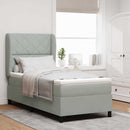Box spring seng med hovedgærde Lysegrå 190 x 90 cm Fløjl