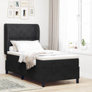 Box spring seng med hovedgærde Sort 190 x 90 cm Fløjl