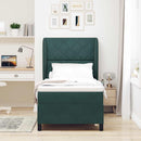Box spring seng med hovedgærde Mørkegrøn 200 x 90 cm Fløjl