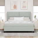 Box spring seng med hovedgærde Lysegrå 200 x 180 cm Fløjl