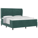 Box spring seng med hovedgærde Mørkegrøn 200 x 180 cm Fløjl
