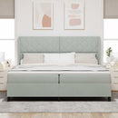 Box spring seng med hovedgærde Lysegrå 200 x 200 cm Fløjl
