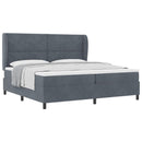 Box spring seng med hovedgærde Mørkegrå 200 x 200 cm Fløjl