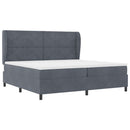 Box spring seng med hovedgærde Mørkegrå 200 x 200 cm Fløjl