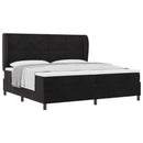Box spring seng med hovedgærde Sort 200 x 200 cm Fløjl