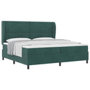Box spring seng med hovedgærde Mørkegrøn 200 x 200 cm Fløjl