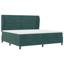Box spring seng med hovedgærde Mørkegrøn 200 x 200 cm Fløjl