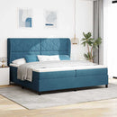 Box spring seng med hovedgærde Mørk blå 200 x 200 cm Fløjl