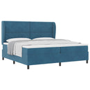 Box spring seng med hovedgærde Mørk blå 200 x 200 cm Fløjl
