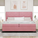 Box spring seng med hovedgærde Lyserød 200 x 200 cm Fløjl