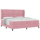 Box spring seng med hovedgærde Lyserød 200 x 200 cm Fløjl