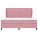 Box spring seng med hovedgærde Lyserød 200 x 200 cm Fløjl