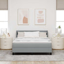 Box spring seng med hovedgærde Lysegrå 190 x 140 cm Stof