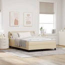 Box spring seng med hovedgærde Creme 200 x 160 cm Stof