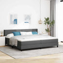 Box spring seng med hovedgærde Mørkegrå 200 x 200 cm Stof