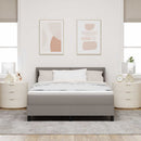Box spring seng med pude Gråbrun 200 x 140 cm Stof