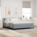 Box spring seng med hovedgærde Lysegrå 200 x 180 cm Stof