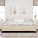 Box spring seng med hovedgærde Creme 200 x 200 cm Stof