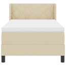 Box spring seng med hovedgærde Creme 200 x 90 cm Stof