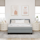 Box spring seng med hovedgærde Lysegrå 190 x 140 cm Stof