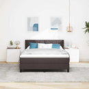 Box spring seng med hovedgærde Mørk Brun 190 x 140 cm Stof