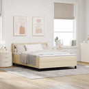 Box spring seng med hovedgærde Creme 190 x 140 cm Stof