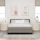 Box spring seng med pude Gråbrun 200 x 140 cm Stof
