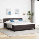 Box spring seng med hovedgærde Mørk Brun 200 x 180 cm Stof