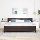 Box spring seng med hovedgærde Mørk Brun 200 x 200 cm Stof