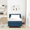 Box spring seng med madras med hovedgærde Blå 190 x 90 cm Stof