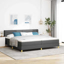 Box spring seng med madras Mørkegrå 200 x 200 cm Stof